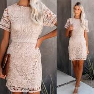 She + Sky Dress M Festival Lace Embroidered Beige‎ Mesh Boho Fairy Romantic NEW